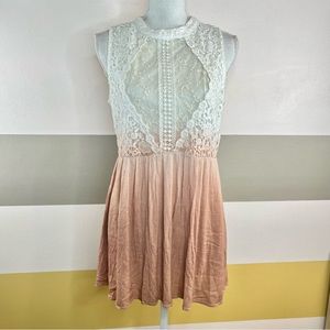 HOLD gimmicks by BKE White Lace to Blush Ombre Tank Dress